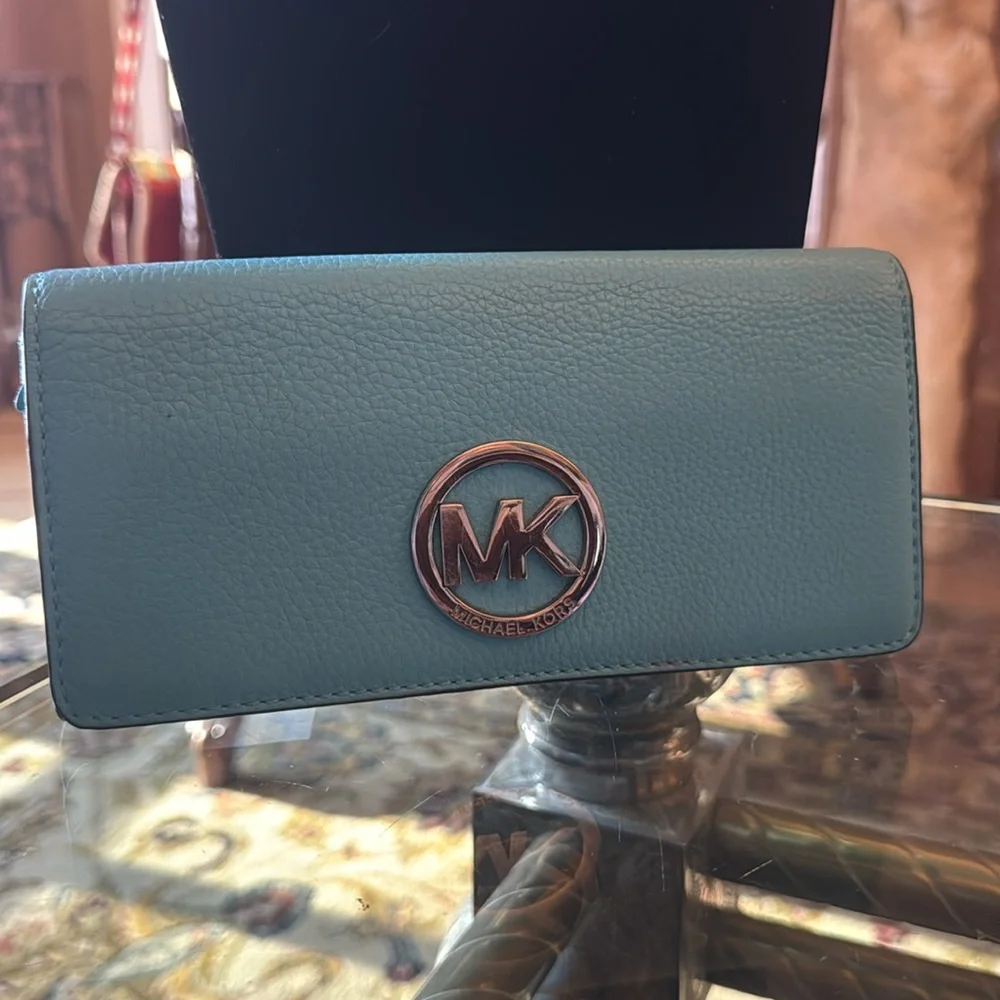 Michael Kors Turquoise Leather Wallet - Picture 5 of 8